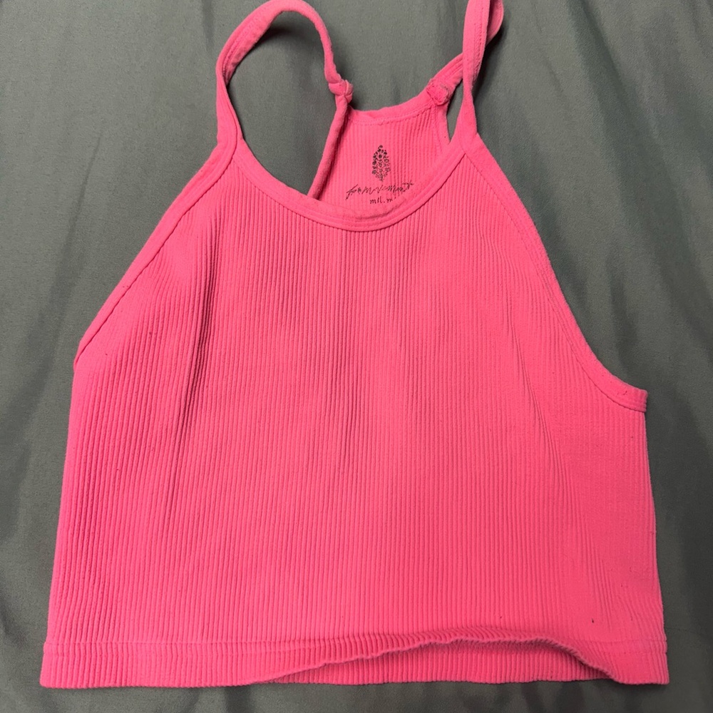 Free People hot pink medium/large tank/crop top but fits like a size small